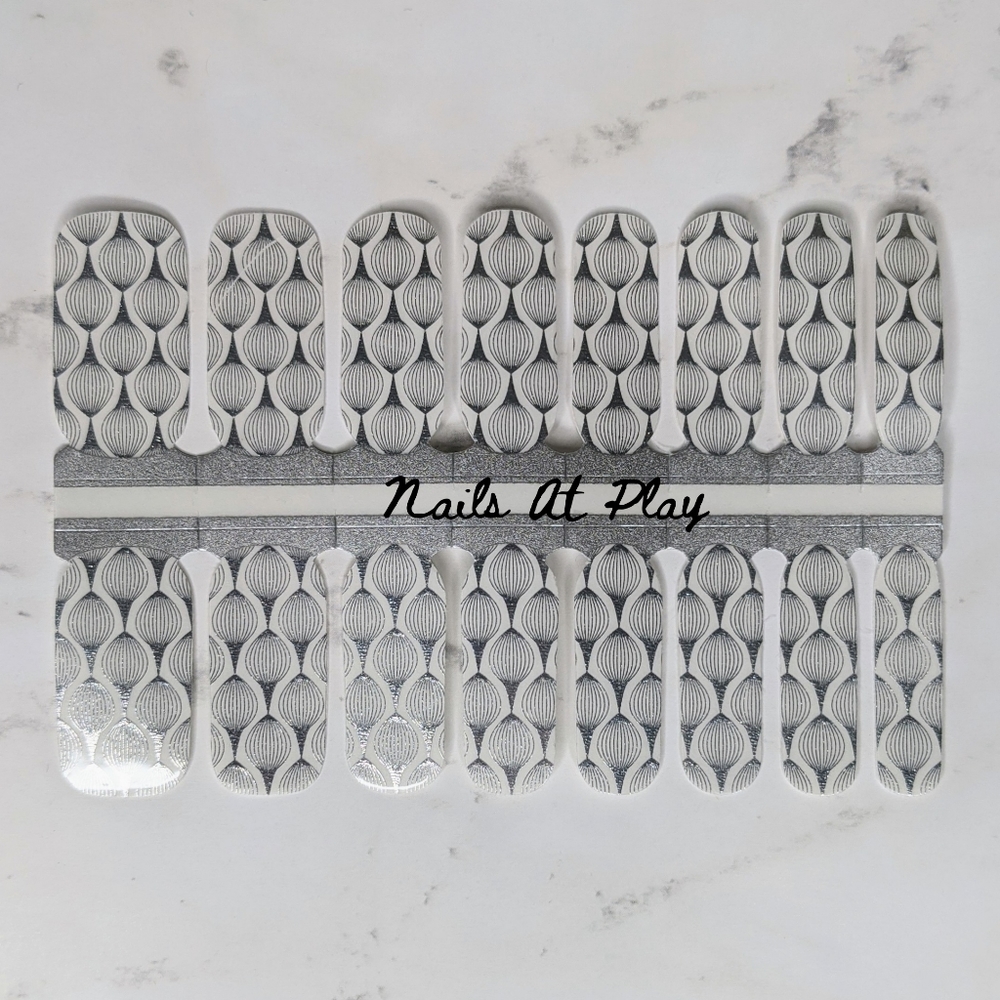 5 for $20 Nail Wraps- Silver Art Deco Bubbles (transparent) - Picture 3 of 8